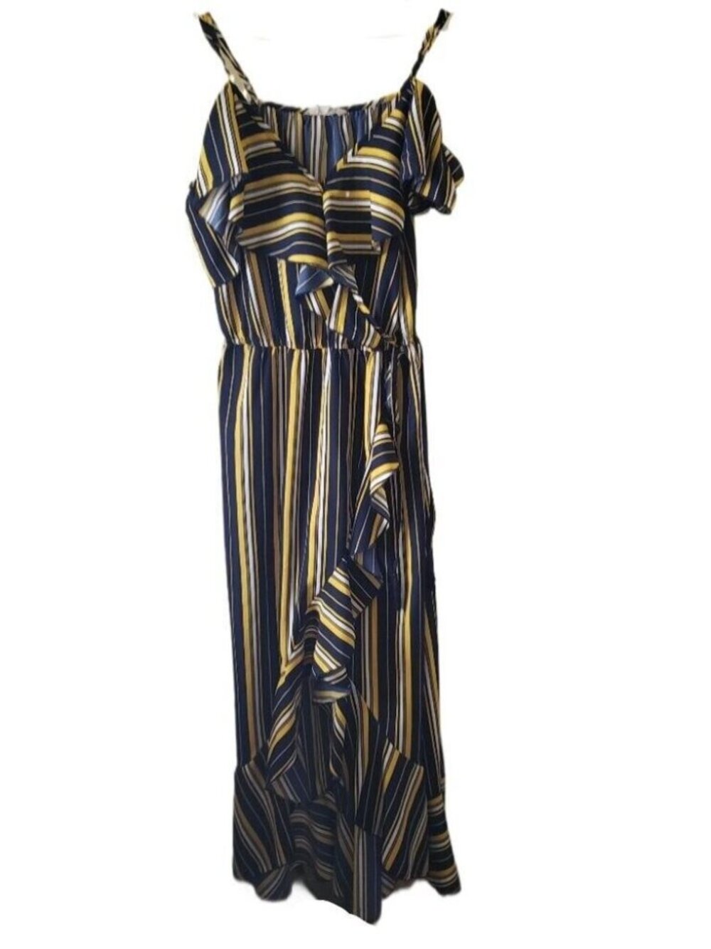 Blush Sleeveless Striped Ruffle Maxi Dress - Picture 1 of 4